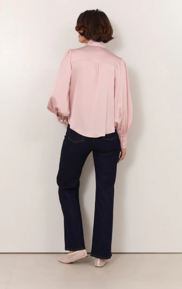 ADORNE MELODY TIE NECK SHIRT PINK