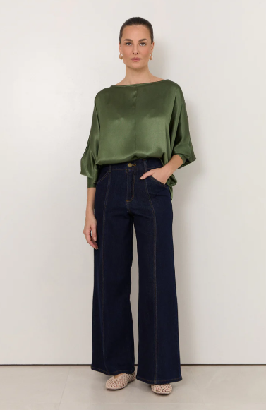 AJD1401DARK ADORNE ADELE WIDE LEG DARK DENIM JEANS