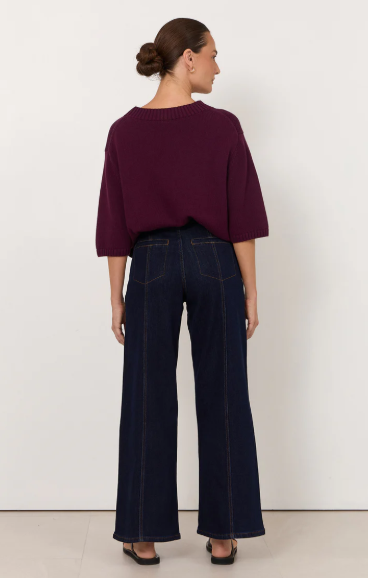 AJD1401DARK ADORNE ADELE WIDE LEG DARK DENIM JEANS