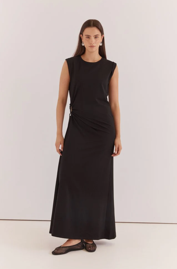 SASS ROXXI STONE TRIM DRESS BLACK