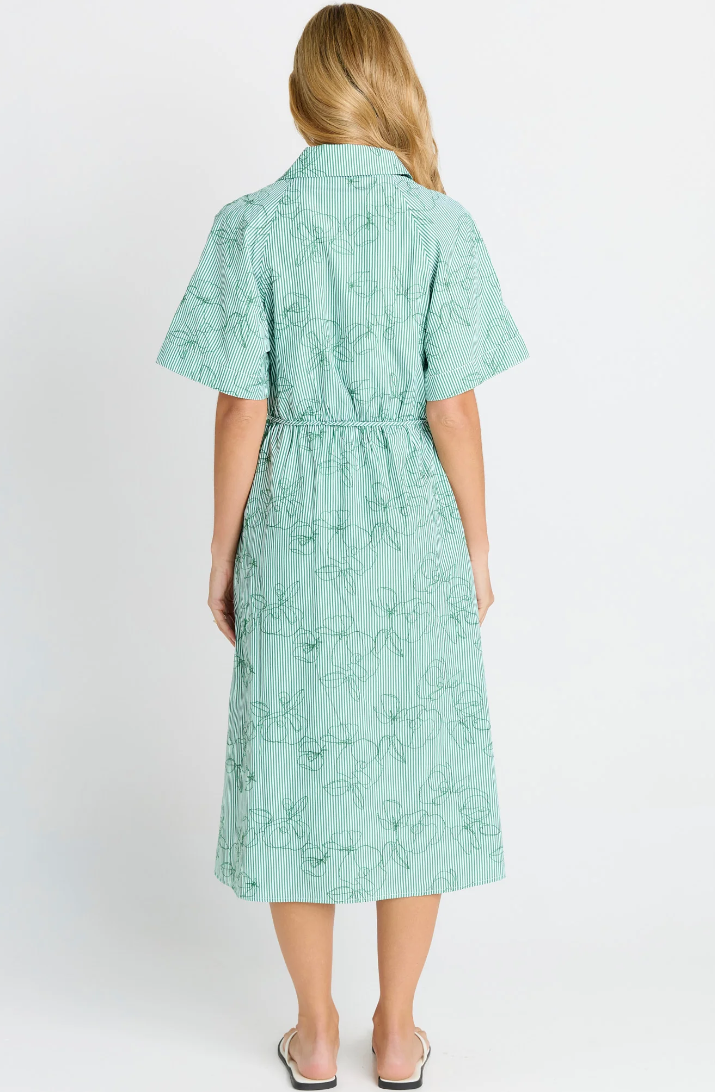 BETTY BASICS SHELLEY DRESS GREEN STRIPE