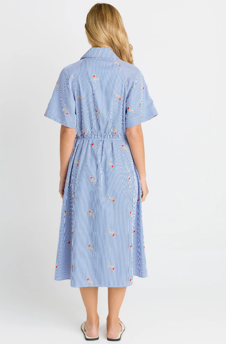 BETTY BASICS SHELLEY SHIRT DRESS ROSE STRIPE