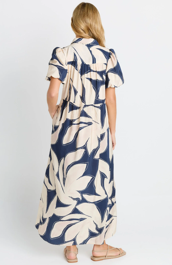 BETTY BASICS NOVA SHIRT DRESS NAVY FLORAL PRINT