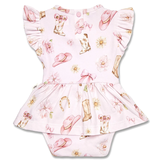 SNUGGLE HUNNY BOOTS & BOWS SHORT SLEEVE ORGANIC DRESS