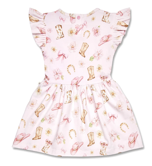 SNUGGLE HUNNY BOOTS & BOWS SHORT SLEEVE ORGANIC DRESS