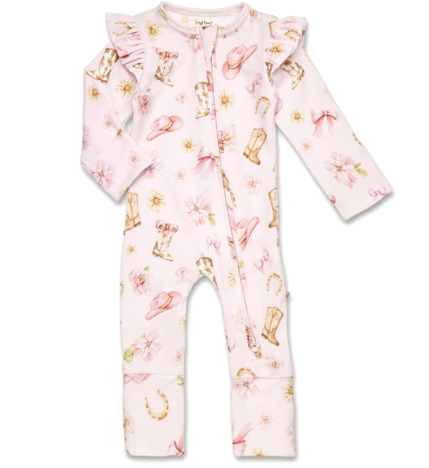 SNUGGLE HUNNY BOOTS & BOWS SNUGGLESUIT CONVERTIBLE ROMPER WITH FRILL