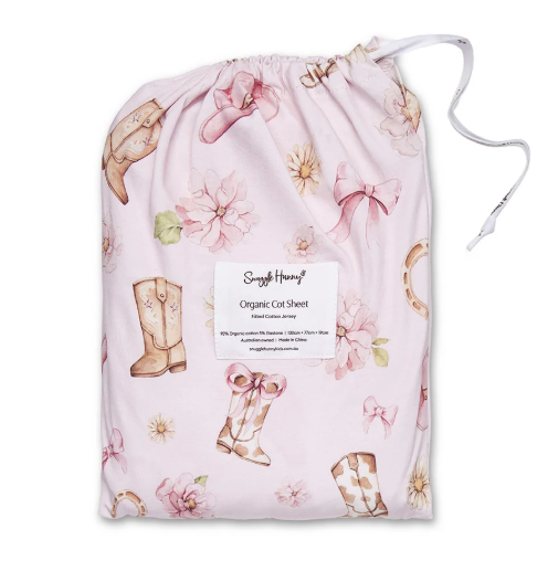 SNUGGLE HUNNY BOOTS & BOWS FITTED COT SHEET