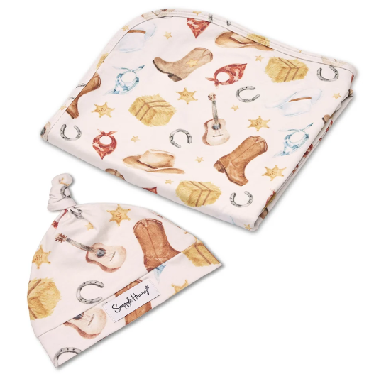 SNUGGLE HUNNY COWBOYS JERSEY WRAP & BEANIE SET