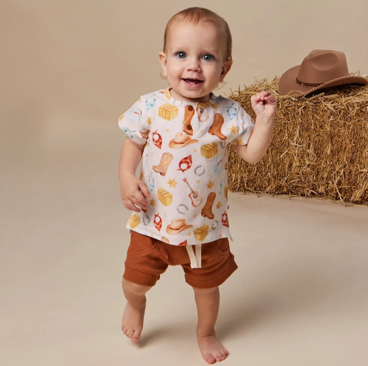 SNUGGLE HUNNY COWBOYS SHORT SLEEVE TOP
