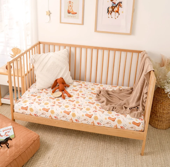 SNUGGLE HUNNY COWBOYS ORGANIC FITTED SHEET