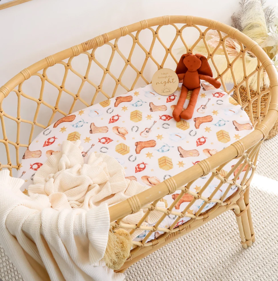 SNUGGLE HUNNY COWBOYS ORGANIC BASSINET SHEET/CHANGE PAD COVER