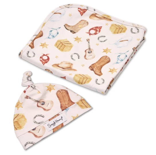 SNUGGLE HUNNY WILD HORSES JERSEY WRAP & BEANIE SET