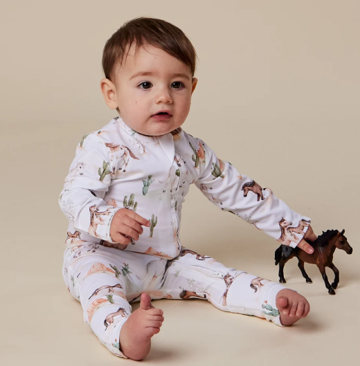 SNUGGLE HUNNY WILD HORSES SNUGGLESUIT CONVERTIBLE ROMPER