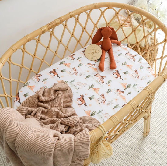 SNUGGLE HUNNY WILD HORSES BASSINET SHEET/CHANGE PAD COVER