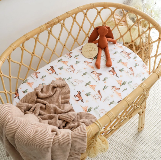 SNUGGLE HUNNY WILD HORSES BASSINET SHEET/CHANGE PAD COVER