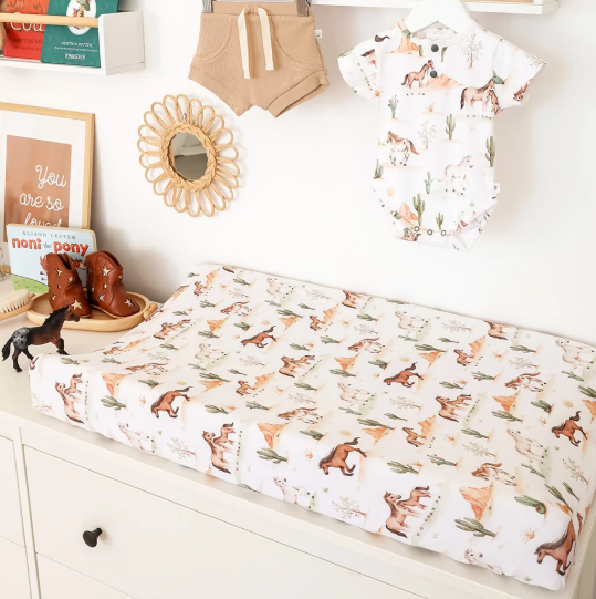 SNUGGLE HUNNY WILD HORSES BASSINET SHEET/CHANGE PAD COVER