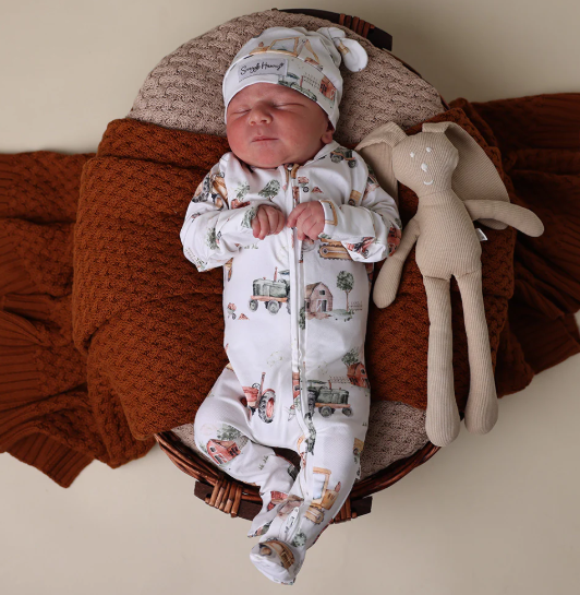 SNUGGLE HUNNY DIGGERS & TRACTOS SLEEPSUIT ZIP FOOTIE