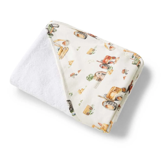 SNUGGLE HUNNY DIGGERS & TRACTOS ORANGIC TOWEL