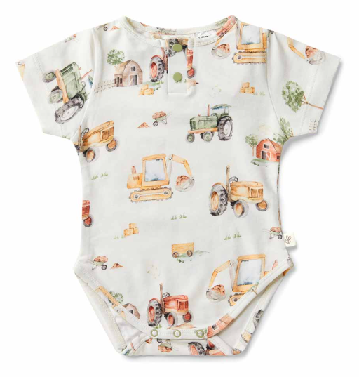 SNUGGLE HUNNY DIGGERS & TRACTORS SHORT SLEEVE BODYSUIT