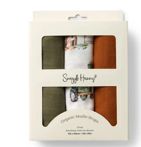 SNUGGLE HUNNY DIGGERS/OLIVE/BRONZE MUSLIN WRAPS 3 PACK