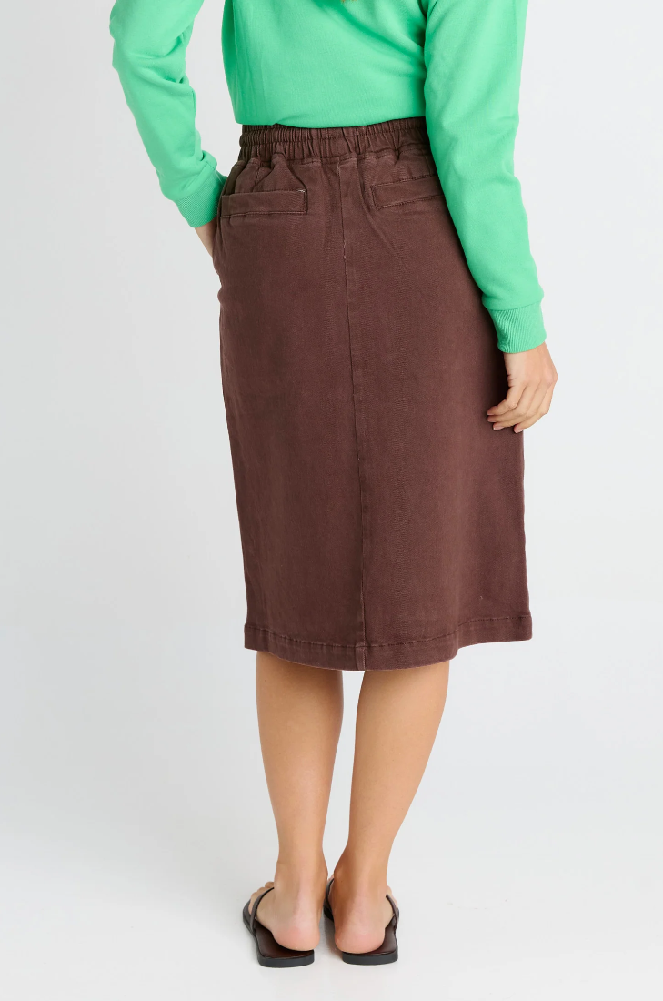 BETTY BASICS QUINN COTTON SKIRT CHOCOLATE