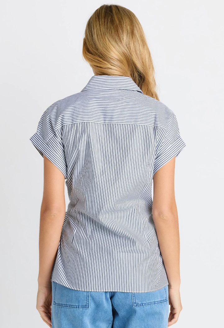 BETTY BASICS SCOUT TIE SHIRT BLACK& WHITE STRIPE