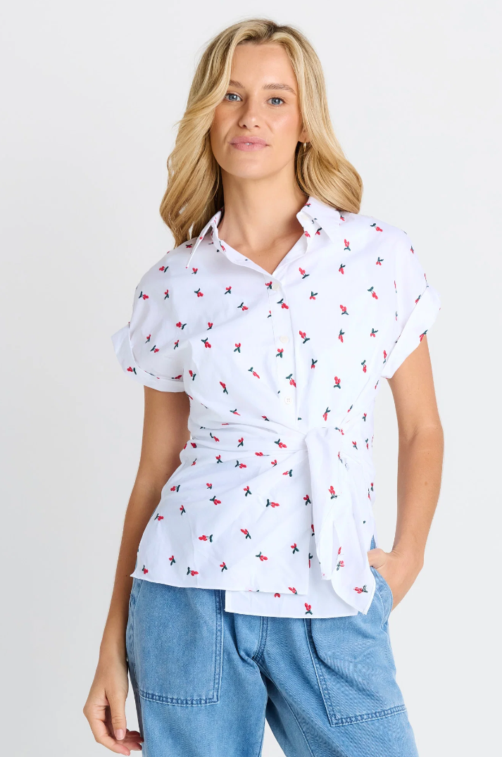 BETTY BASICS SCOUT TEE CHERRY EMBROIDERY
