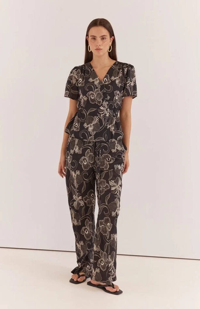 SASS FERRAS BIAS CUT PANTS SNAP DRAGON