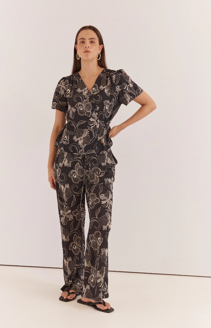 SASS FERRAS BIAS CUT PANTS SNAP DRAGON