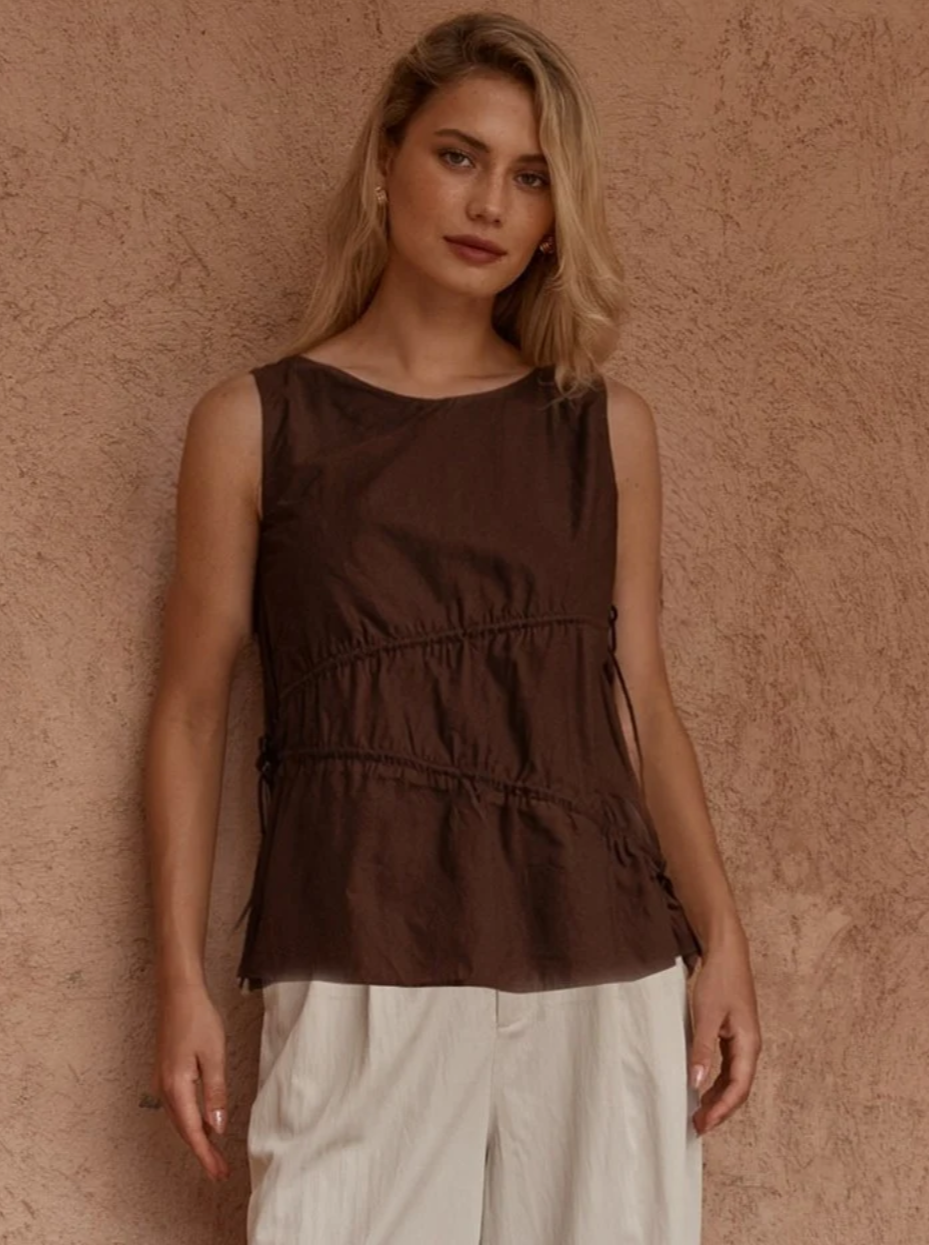 SASS ELIN TIE TOP CHOCOLATE