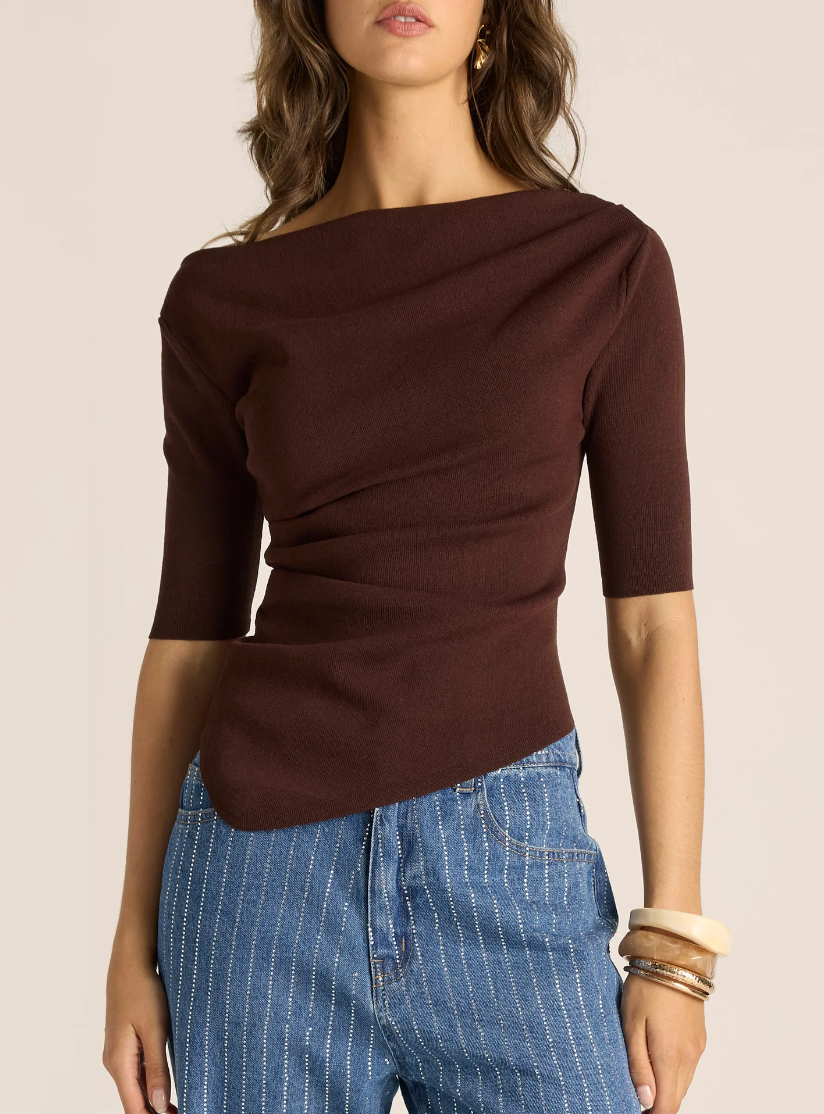 FATE & BECKER ESTELLE TOP CHOCOLATE