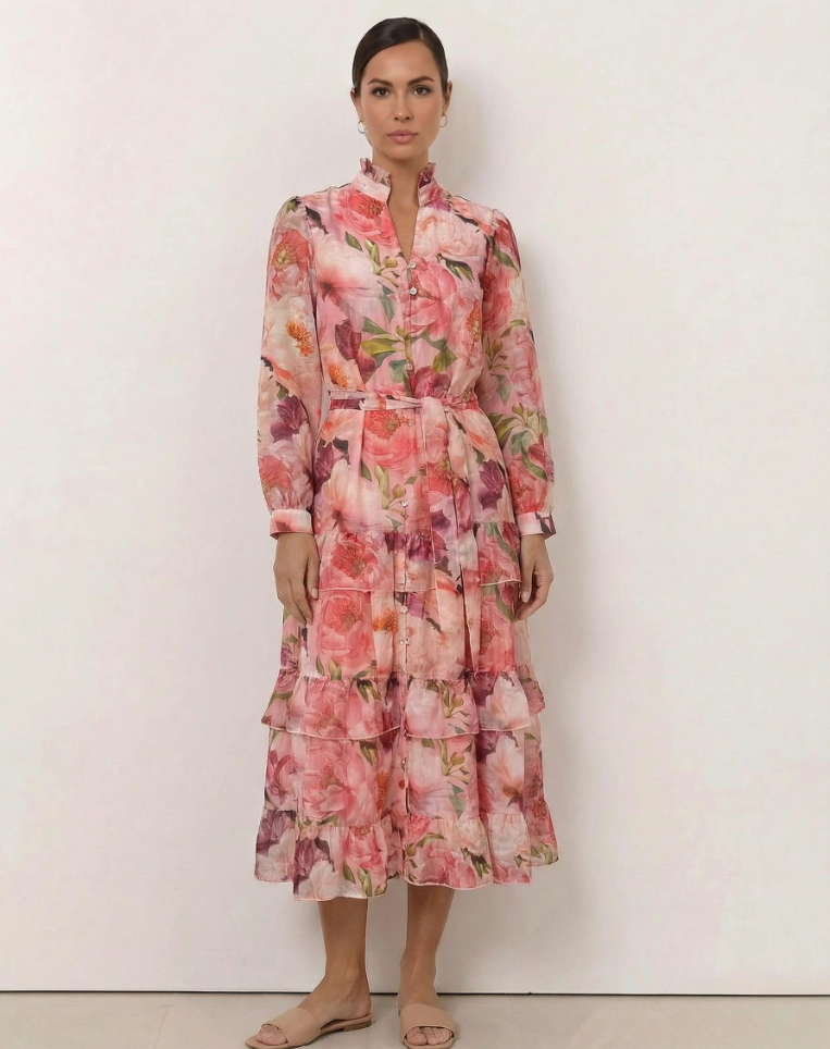 LIBERTY ROSE PRINT TIER DRESS