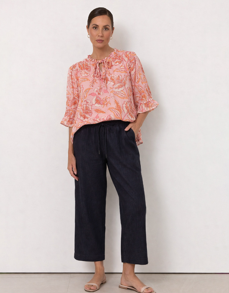 LIBERTY ROSE FRILL NECK TOP