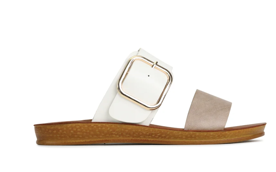 LOS CABOS DOTI SLIP ON TAUPE/ WHITE