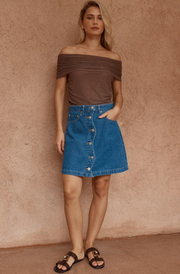SASS TIPO WAVE DENIM SKIRT CLASSIC BLUE