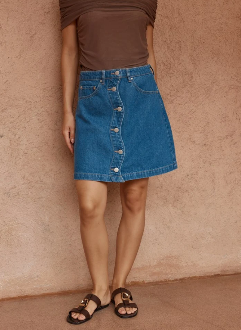 SASS TIPO WAVE DENIM SKIRT CLASSIC BLUE