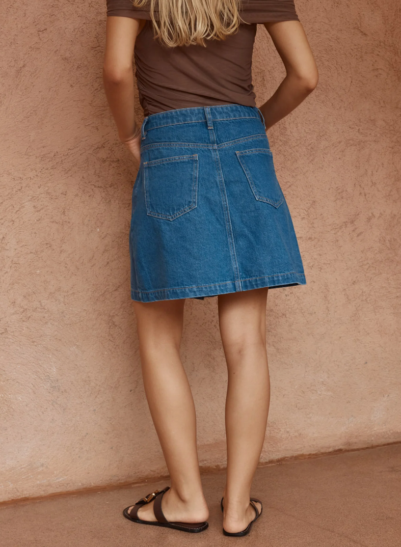 SASS TIPO WAVE DENIM SKIRT CLASSIC BLUE