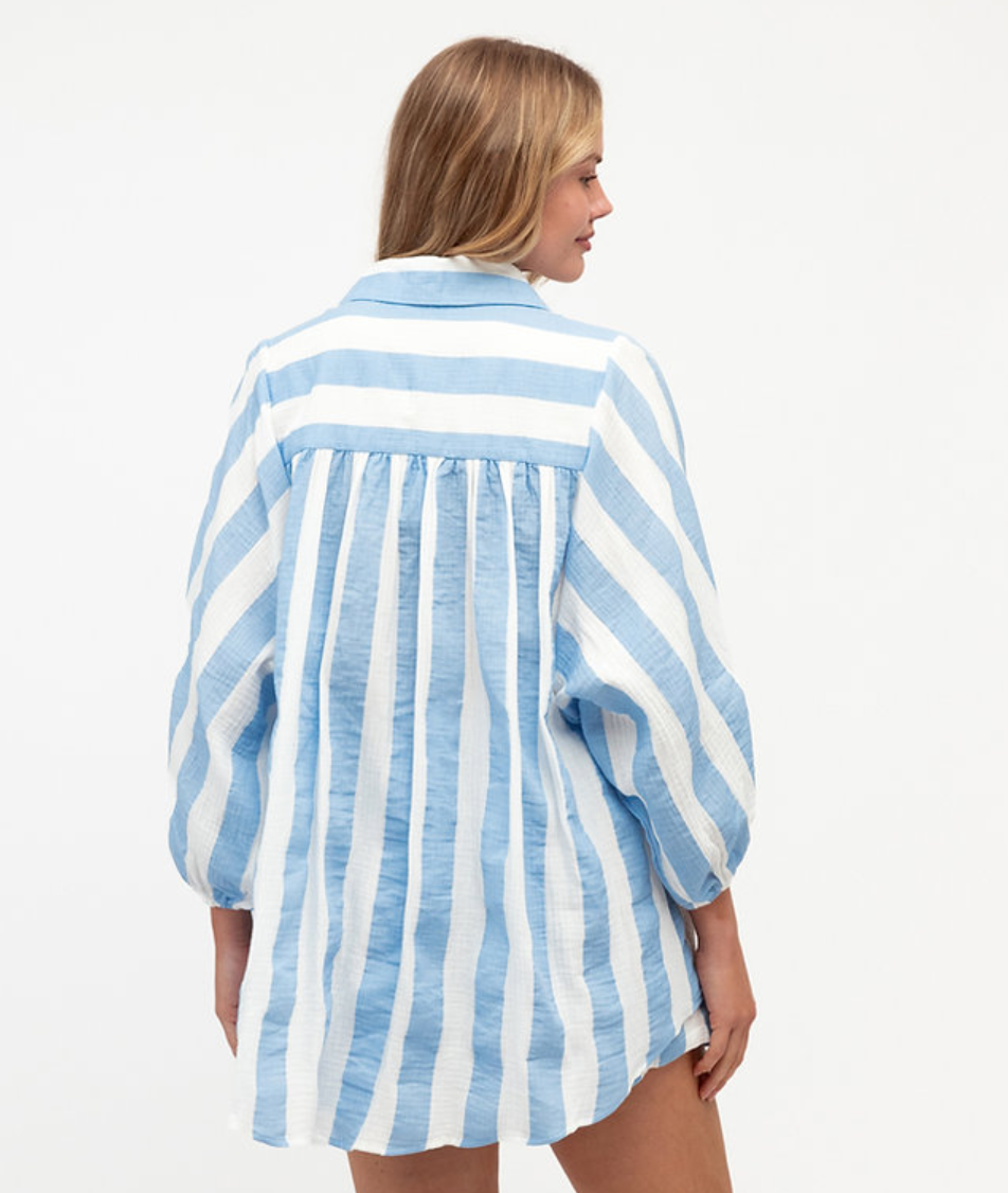 SEASIDE TOP ICE BLUE STRIPE