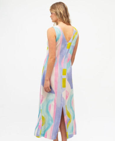 SUNSET RIPPLE MIDI DRESS