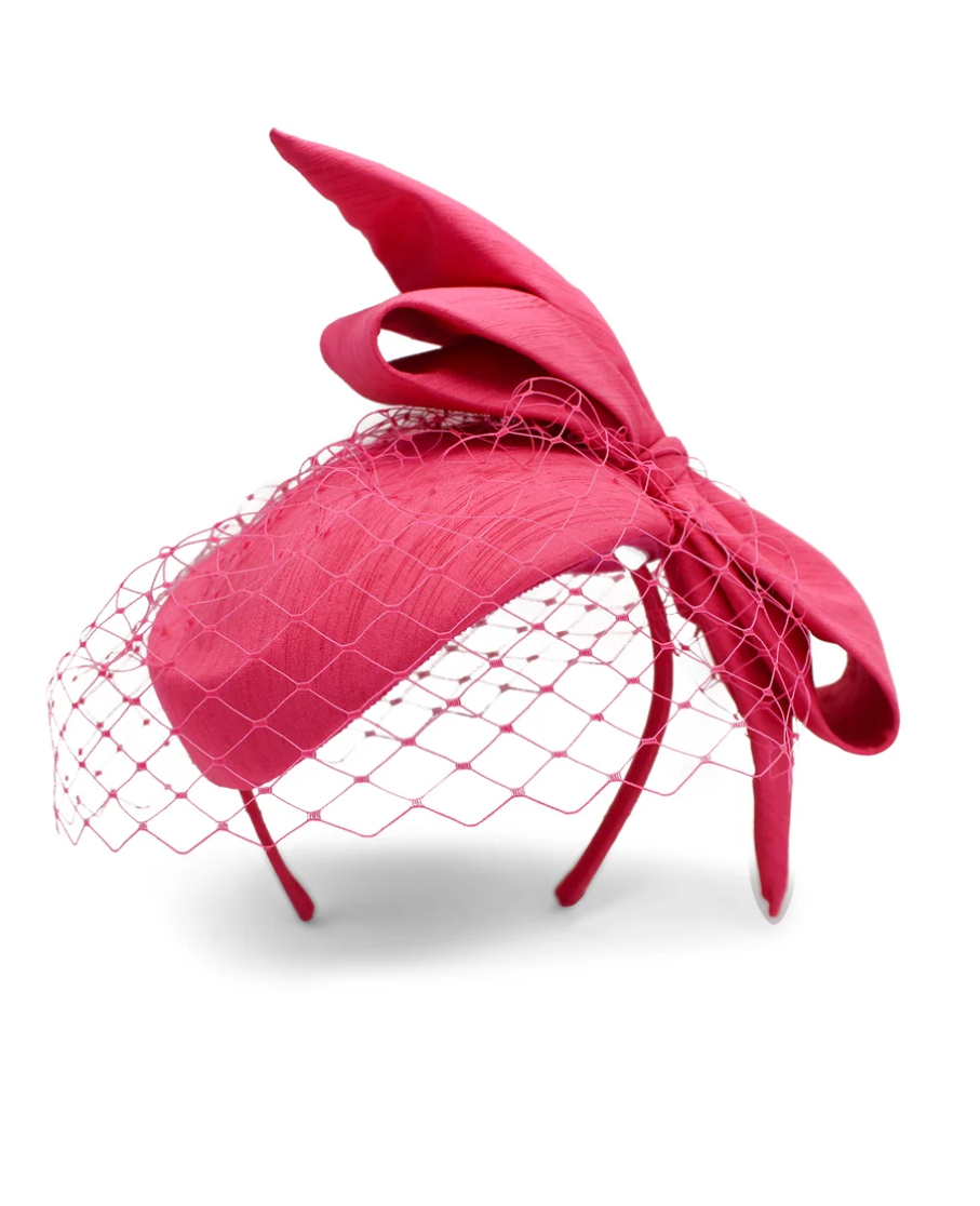 MORGAN & TAYLOR ALINA FASCINATOR HOT PINK