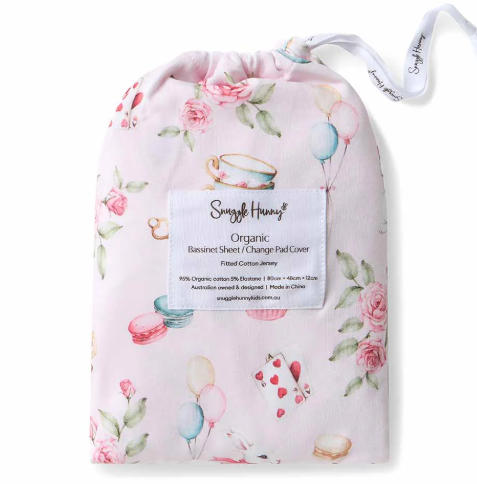 SNUGGLE HUNNY ALICE'S TEA PARTY BASSINET SHEET/CHANGE PAD