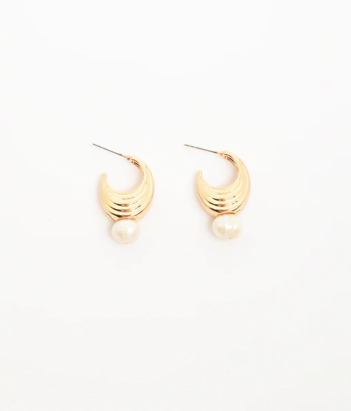 ADORNE PEARL HOOP EARRINGS