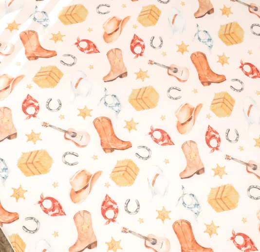 SNUGGLE HUNNY COWBOYS ORGANIC FITTED SHEET