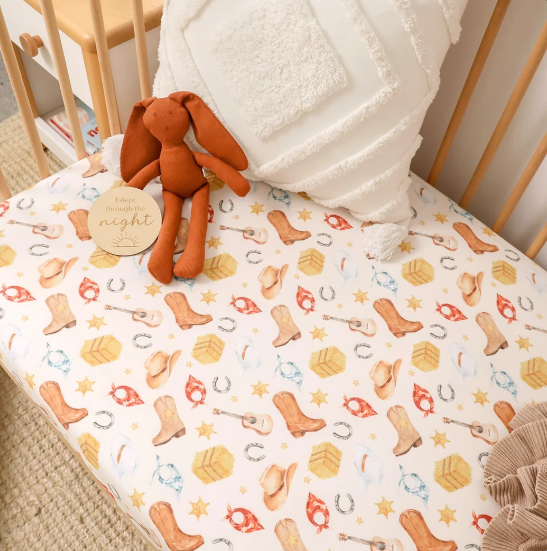 SNUGGLE HUNNY COWBOYS ORGANIC FITTED SHEET