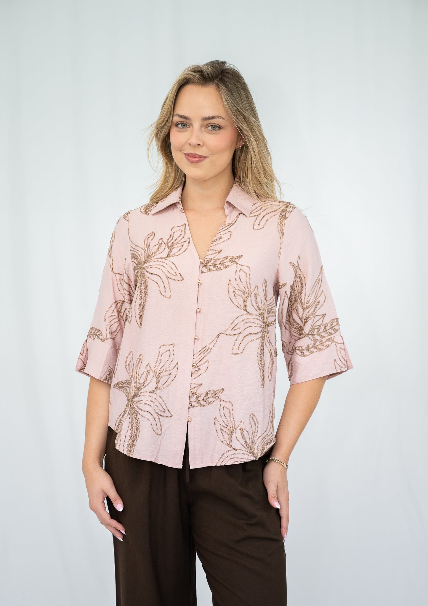 LILY EMB FLORAL BLOUSE PINK
