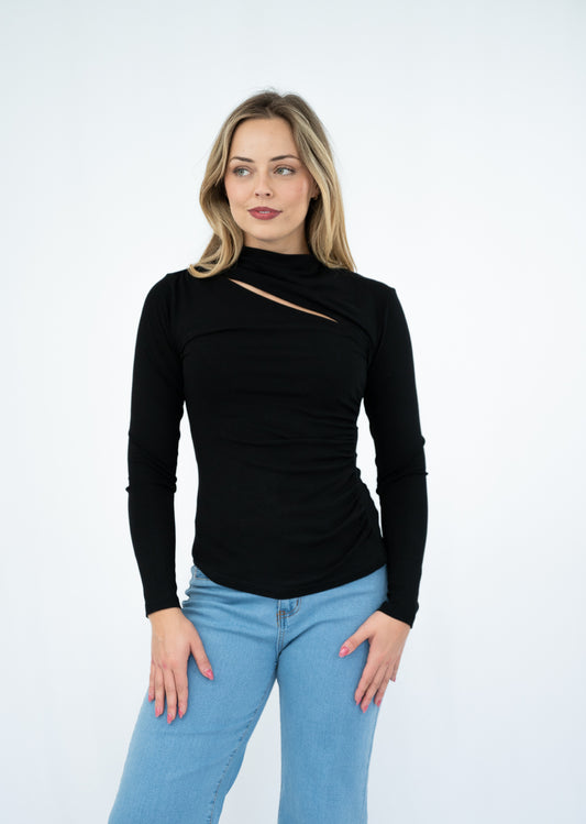 SURI CUT OUT LS TOP BLACK