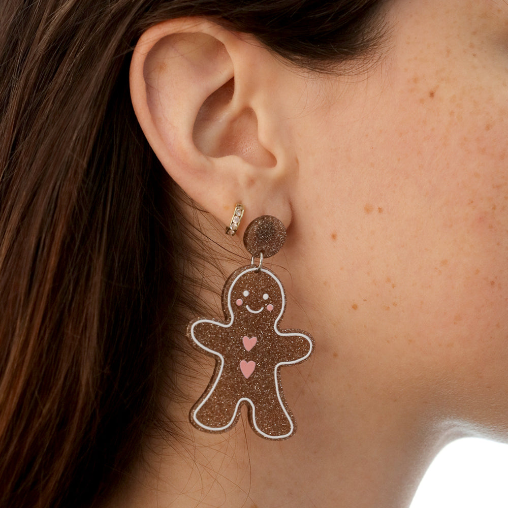 CHRISTMAS GINGERBREAD MAN EARRINGS