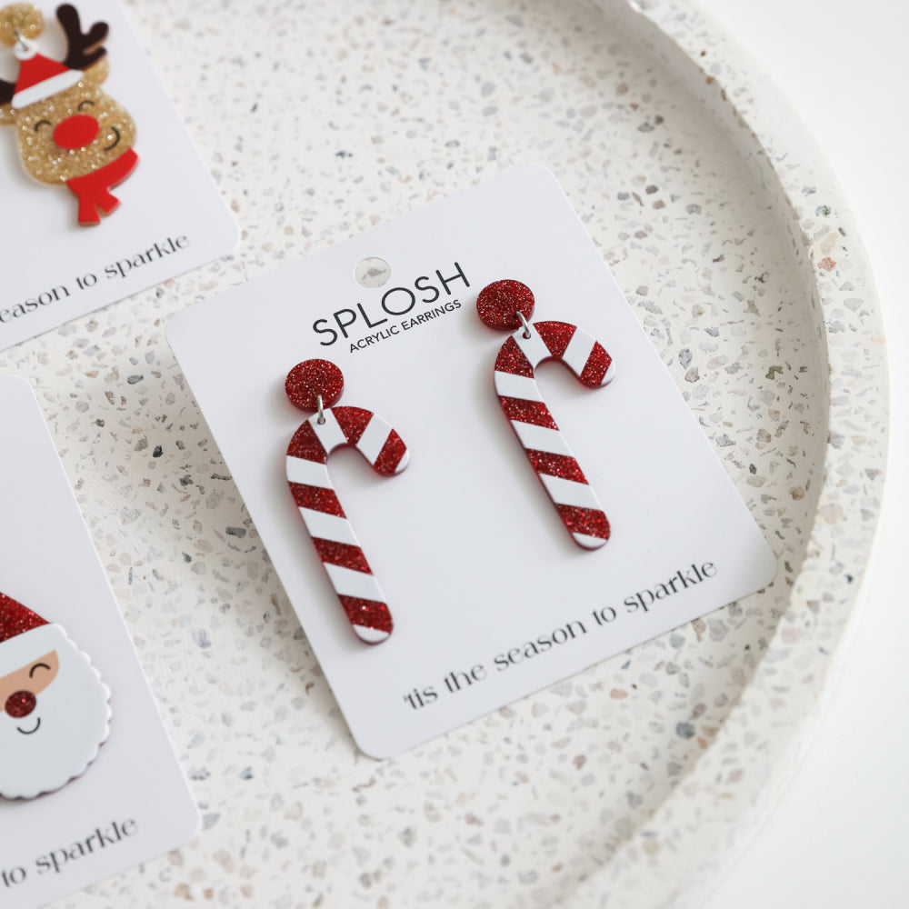 CHRISTMAS CANDY CANE EARRINGS