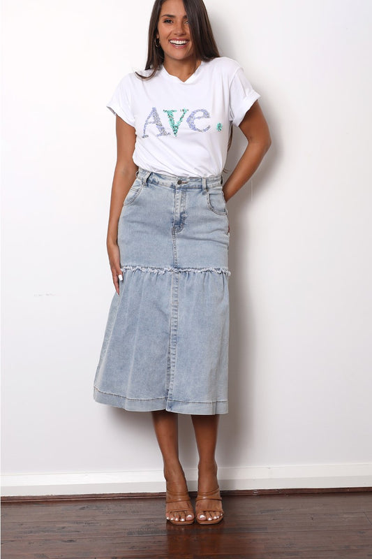 ALP1077 FRILL DENIM SKIRT