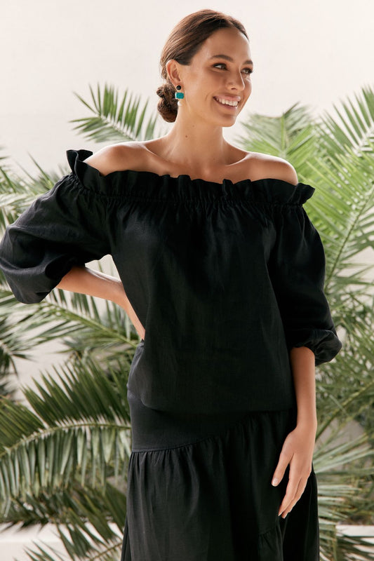 AJD-0422BLACK HILLARY TOP